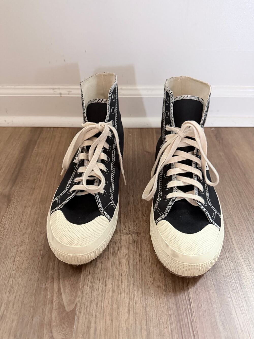 Superga 2294 Drill Overlock Stitching Black White High Top Sneakers-Size 8 - Picture 1 of 7